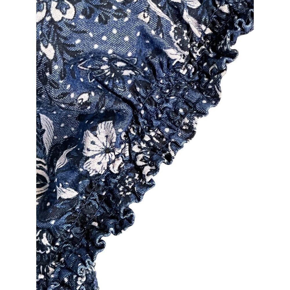 Torrid Dress Milkmaid 2X Blue Floral Mini Chambray Puff Sleeve Smocked Feminine - Picture 11 of 16